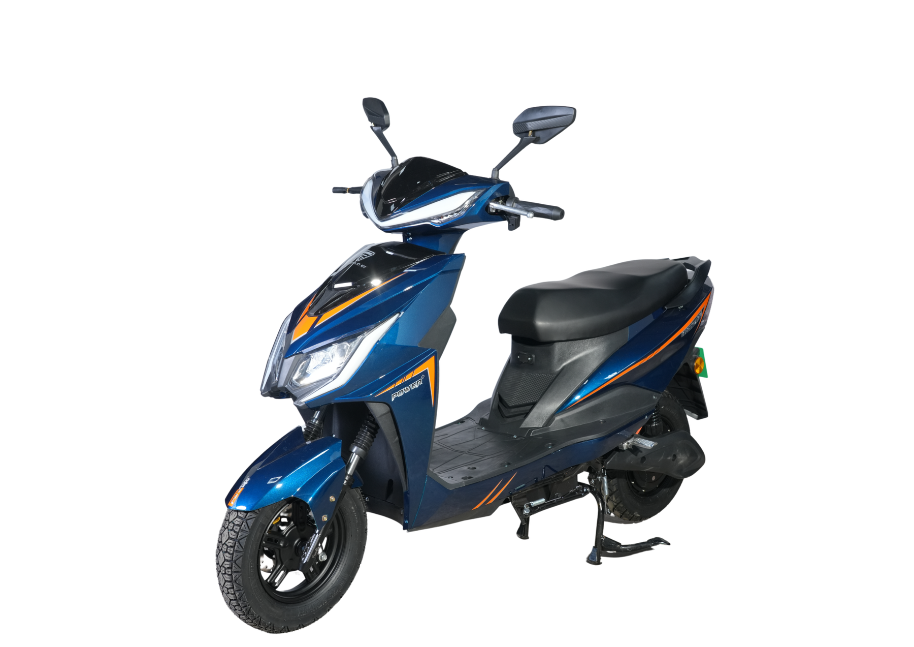Franklin EV POWER electric scooter in Ocean Blue — left side view.